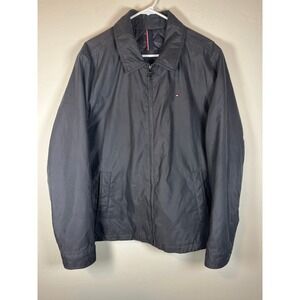 Tommy Hilfiger Mens Vintage Jacket Full Zip Black Quilted Lined Lightweight Coat
